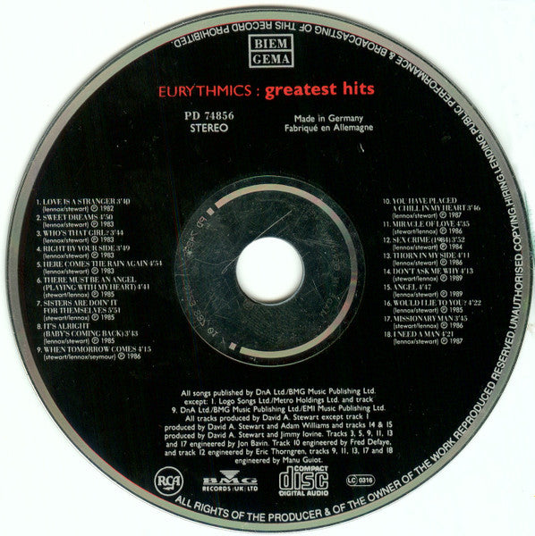 Eurythmics : Greatest Hits (CD, Comp)
