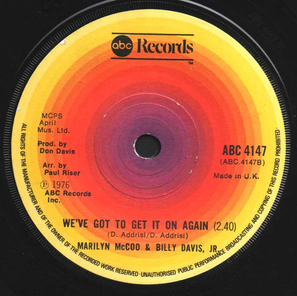 Marilyn McCoo & Billy Davis Jr. : You Don't Have To Be A Star (To Be In My Show) (7", Single, Sol)