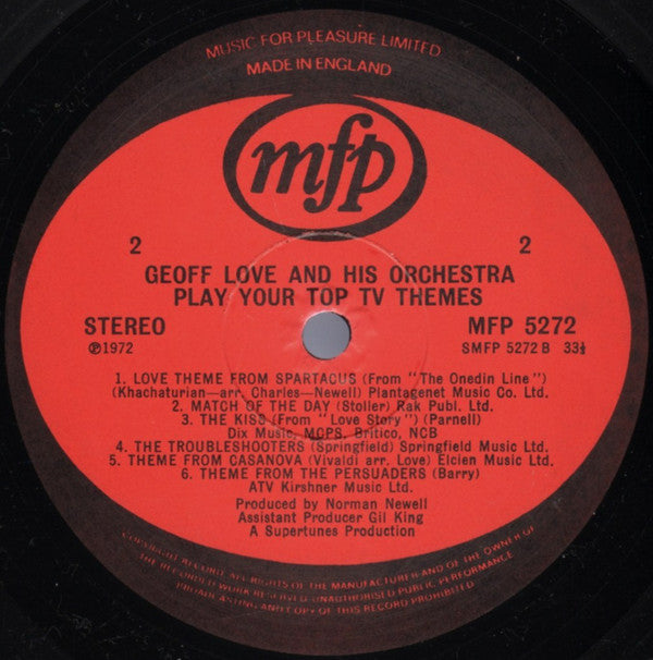 Geoff Love And His Orchestra* : Your Top TV Themes (LP)