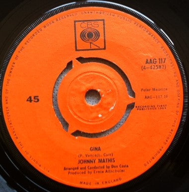 Johnny Mathis : Gina (7", Single)