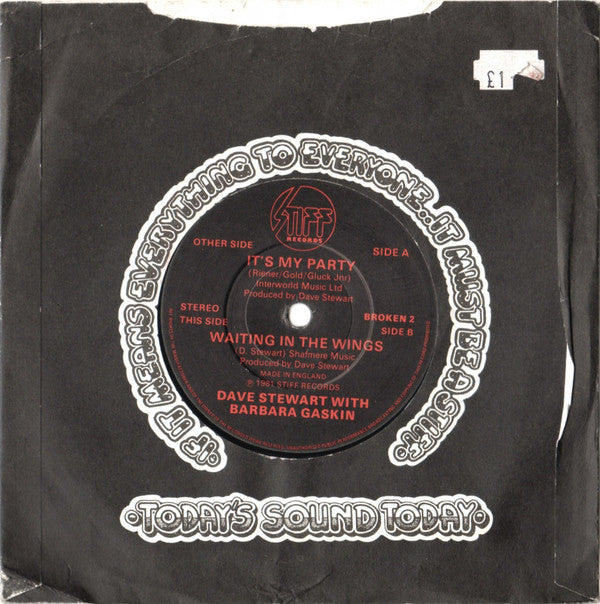 Dave Stewart & Barbara Gaskin : It's My Party (7", Single, Com)