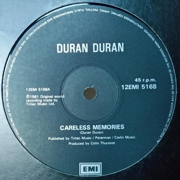 Duran Duran : Careless Memories (12", Single, Bla)