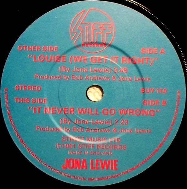 Jona Lewie : Louise (We Get It Right) (7", Single)