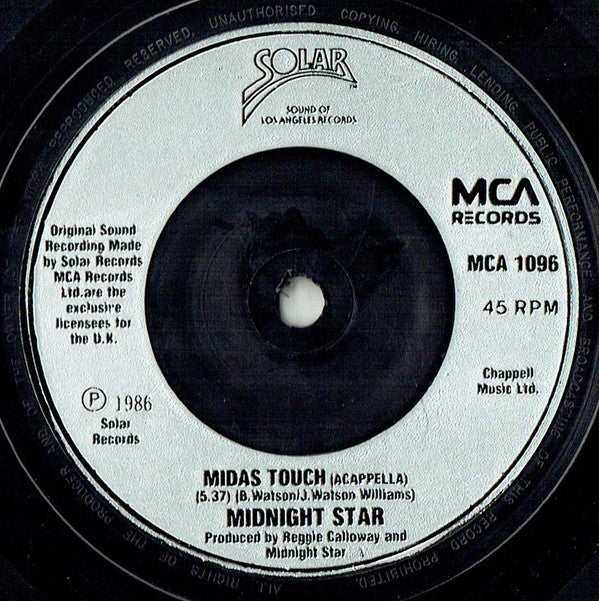 Midnight Star : Midas Touch (7", Single, Sil)