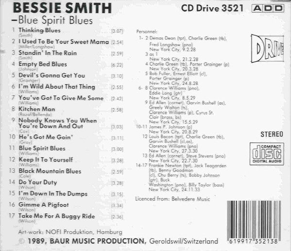 Bessie Smith : Blue Spirit Blues (CD, Comp, RM)