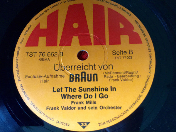 Orchester Frank Valdor : Hair (7", Single, Promo)