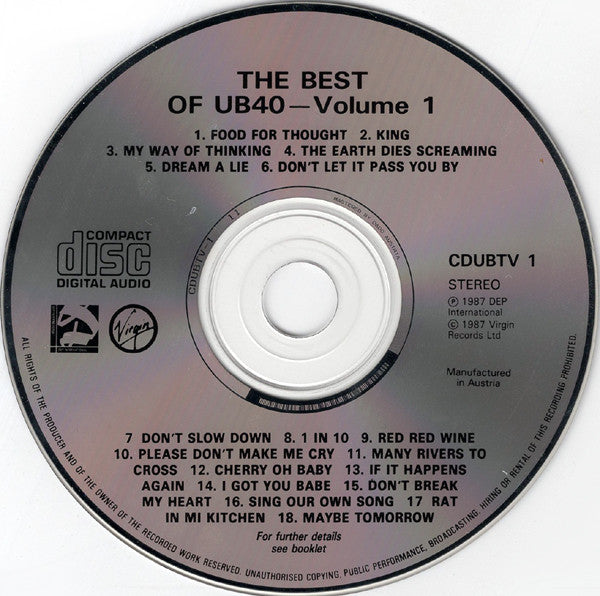 UB40 : The Best Of UB40 - Volume 1 (CD, Comp)