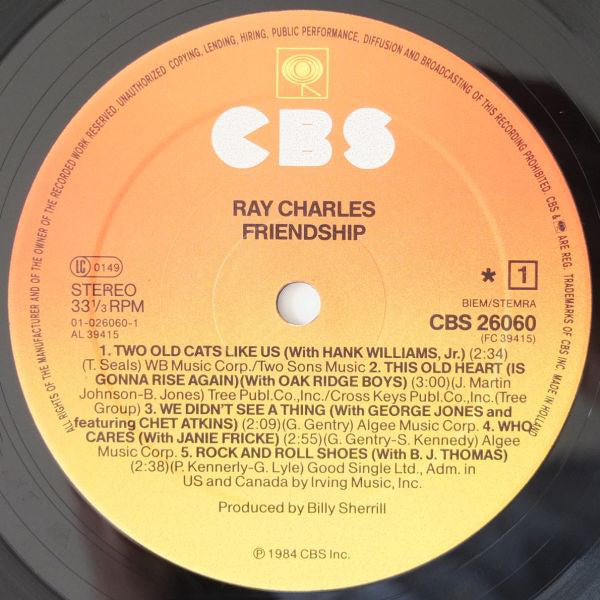 Ray Charles : Friendship (LP, Album)