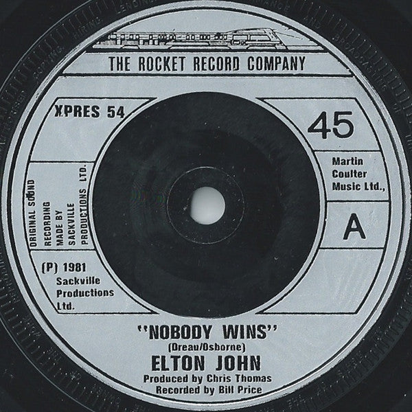 Elton John : Nobody Wins (7", Pic)