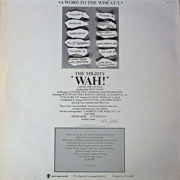 Wah! With The Ark Angels : A Word To The Wise Guy (LP, Album)