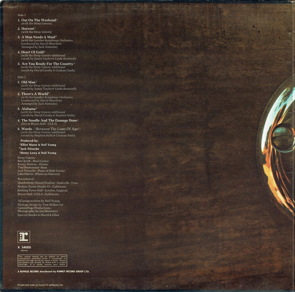 Neil Young : Harvest (LP, Album, Gat)