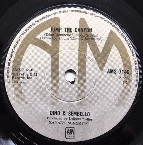 Dino And Sembello : Dancin` Jones (7", Single)