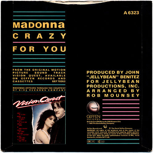 Madonna : Crazy For You (7", Single, Whi)