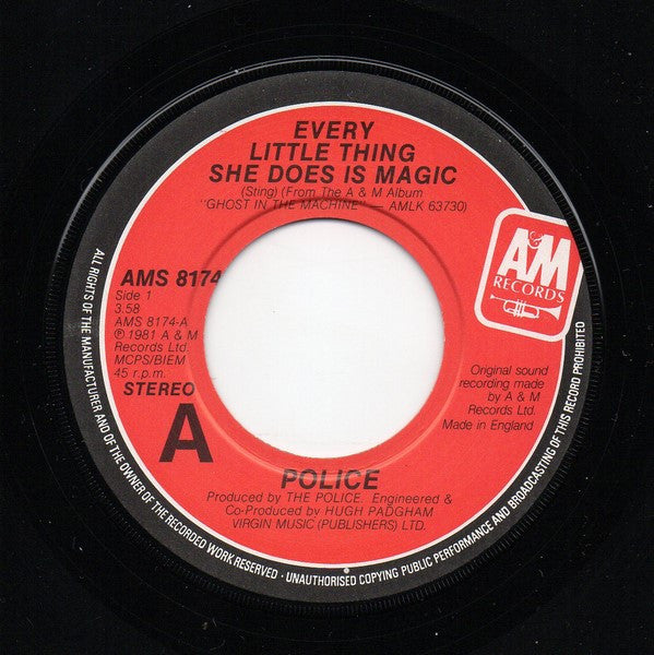 The Police : Every Little Thing She Does Is Magic (7", Single, Lar)