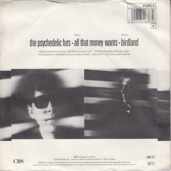The Psychedelic Furs : All That Money Wants (7", Single)