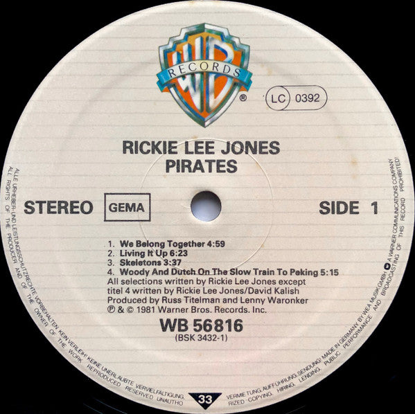 Rickie Lee Jones : Pirates (LP, Album)