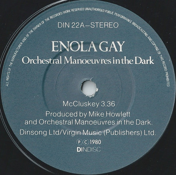 Orchestral Manoeuvres In The Dark : Enola Gay (7", Single, Bla)