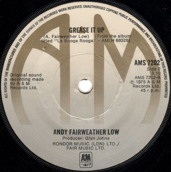 Andy Fairweather-Low : Wide Eyed And Legless (7", Single, Sol)