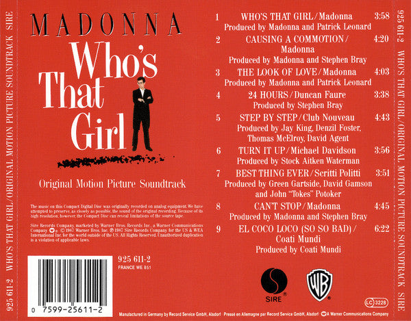 Madonna : Who's That Girl (Original Motion Picture Soundtrack) (CD, Album)