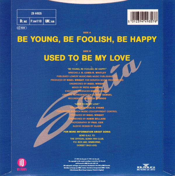 Sonia : Be Young, Be Foolish, Be Happy (7", Single, Pap)