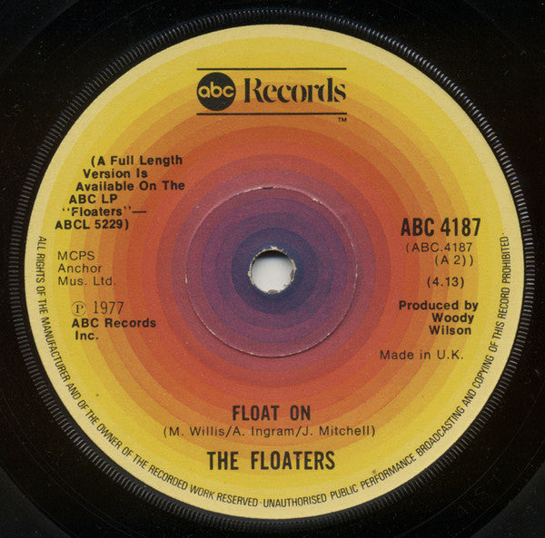 The Floaters : Float On (7", Single, Ref)