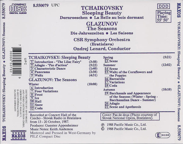 Pyotr Ilyich Tchaikovsky, Alexander Glazunov - Slovak Radio Symphony Orchestra, Ondrej Lenárd : Sleeping Beauty / The Seasons (CD, Album)