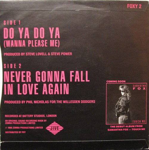 Samantha Fox : Do Ya Do Ya (Wanna Please Me) (7", Single)