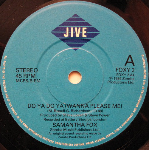Samantha Fox : Do Ya Do Ya (Wanna Please Me) (7", Single)