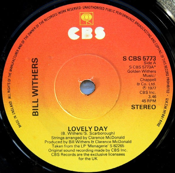 Bill Withers : Lovely Day (7", Pap)