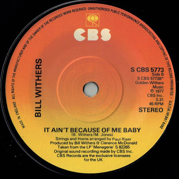 Bill Withers : Lovely Day (7", Pap)
