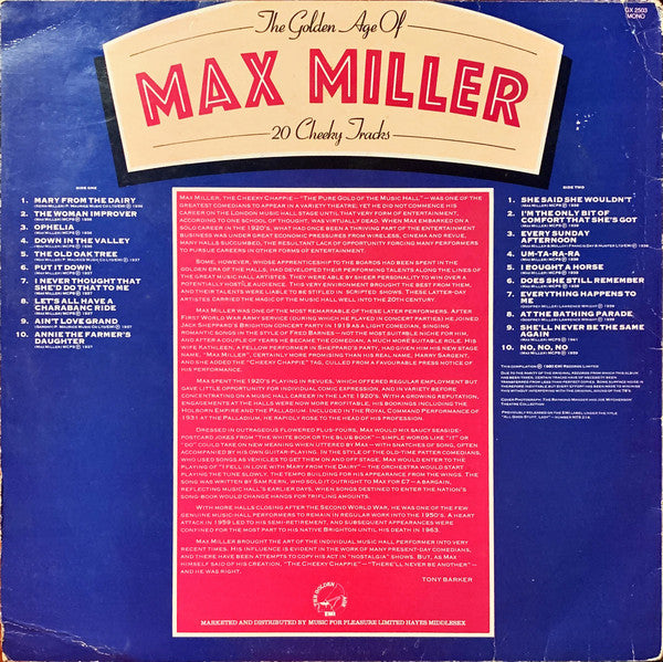 Max Miller : The Golden Age Of Max Miller 20 Cheeky Tracks (LP, Comp, Mono)