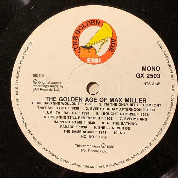 Max Miller : The Golden Age Of Max Miller 20 Cheeky Tracks (LP, Comp, Mono)