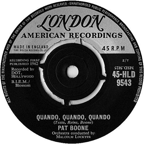 Pat Boone : Quando, Quando, Quando (7", Single)