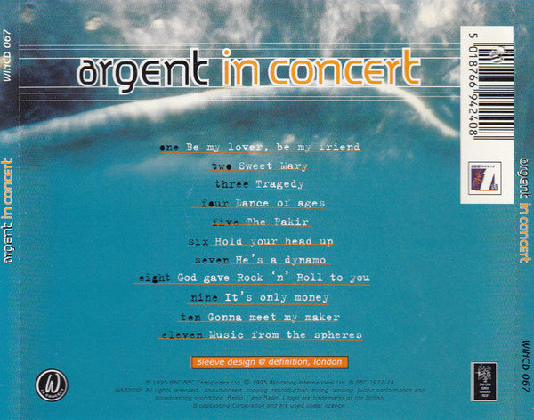 Argent : In Concert (CD, Album)
