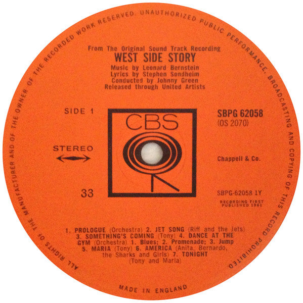 Various : West Side Story (The Original Sound Track Recording) (LP, Album, RE)