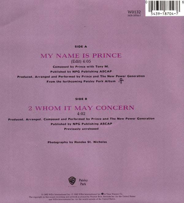 Prince And The New Power Generation : My Name Is Prince (7", Single, Pap)