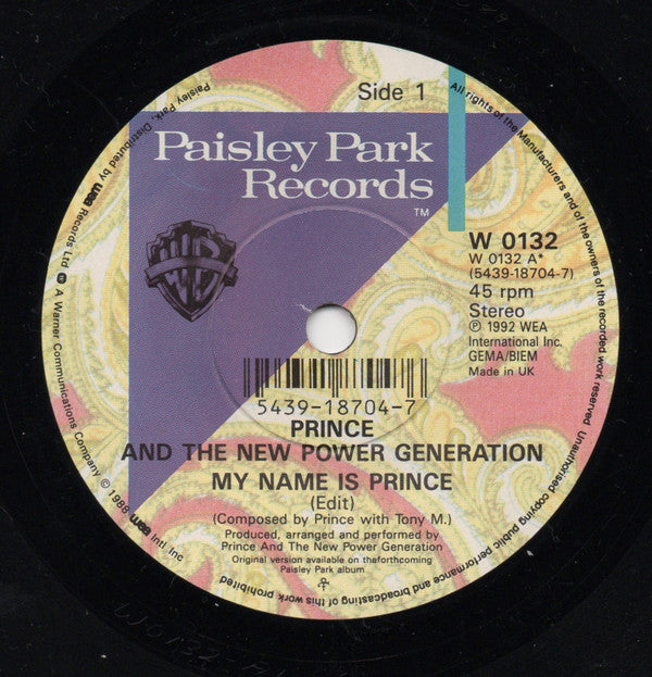 Prince And The New Power Generation : My Name Is Prince (7", Single, Pap)