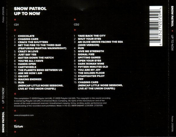 Snow Patrol : Up To Now (2xCD, Comp)