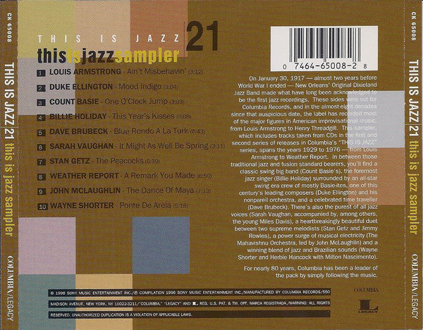 Various : This Is Jazz | 21 Sampler (The Ultimate Introduction To The World Of Jazz) (CD, Comp, Smplr)