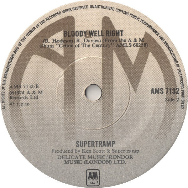 Supertramp : Dreamer (7", Single)