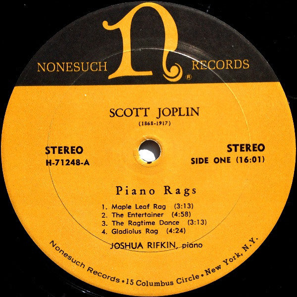 Scott Joplin, Joshua Rifkin : Piano Rags By Scott Joplin (LP, Album, Spe)