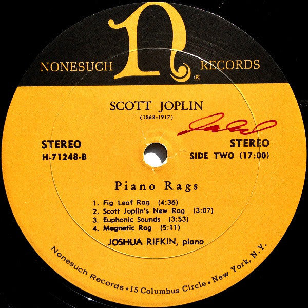 Scott Joplin, Joshua Rifkin : Piano Rags By Scott Joplin (LP, Album, Spe)