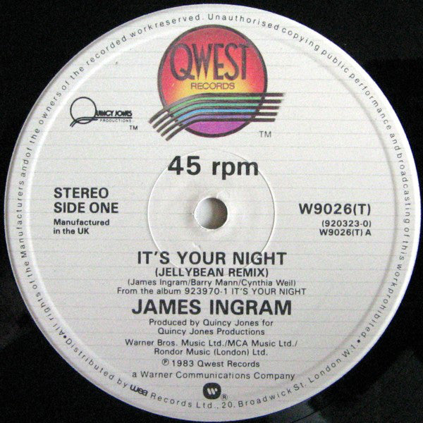 James Ingram : It's Your Night (Jellybean Remix) (12")