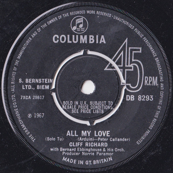 Cliff Richard : All My Love (7", Single, Kno)