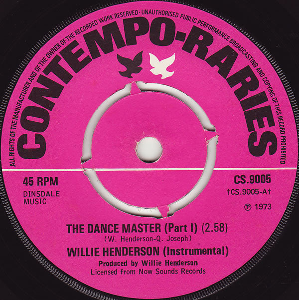 Willie Henderson : The Dance Master (7", Single, RE, Pus)