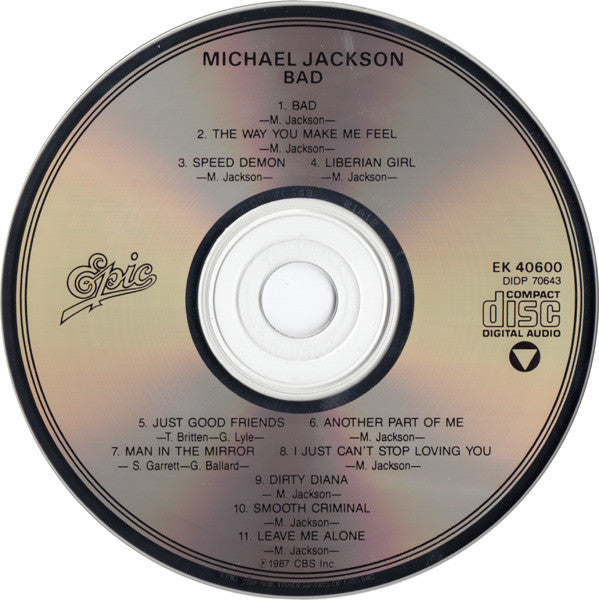 Michael Jackson : Bad (CD, Album, 1st)