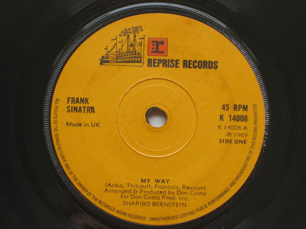 Frank Sinatra : My Way (7", Single, RE)