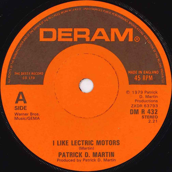 Patrick D. Martin : I Like 'Lectric Motors (7", Single)