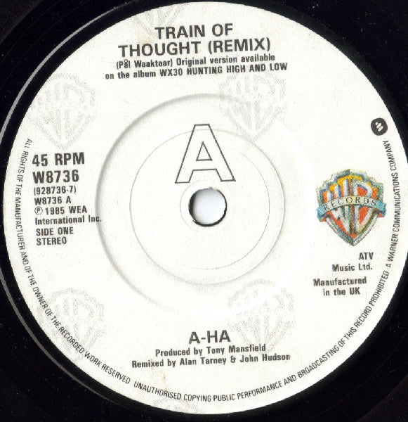 a-ha : Train Of Thought (7", Single, Pap)