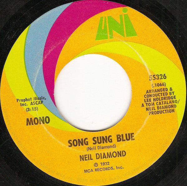 Neil Diamond : Song Sung Blue  (7", Single, Mono)